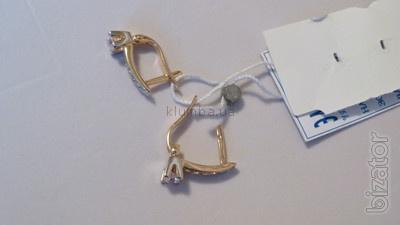 Sell gold earrings, sample 585, diamond model. Producer price!!! 