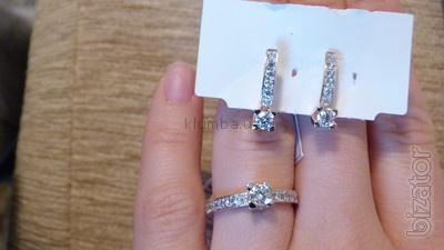 Sell gold earrings, sample 585, diamond model. Producer price!!! 
