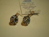 Very beautiful gold earrings with natural blue Topaz 
