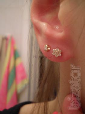 Sell New gold earrings flowers!!! Very cheap!!! Producer price!!! 570 UAH!!! 