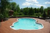 The cover for composite pool "Water World". Protective covering on a fiberglass pool.