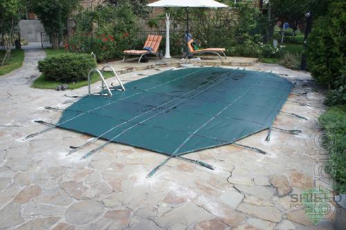 The cover pool Blue lagoon. The cover for composite pool. 