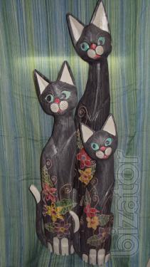 Cat figurine wooden 