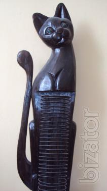 Cat figurine wooden 