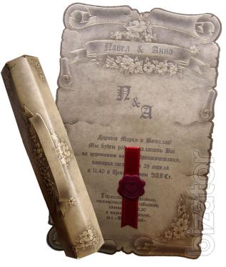 wedding invitations, scrolls 