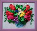 Pictures embroidered with ribbons. Available and under the order. 