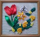 Pictures embroidered with ribbons. Available and under the order. 