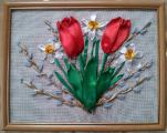 Pictures embroidered with ribbons. Available and under the order. 