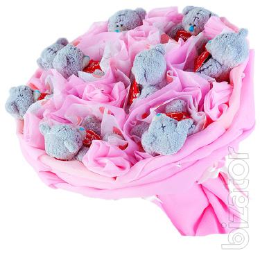 A bouquet of soft toys Teddy bears as a gift for a birthday girl,woman 
