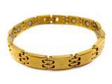The magnetic bracelets from stainless steel or titanium with a coating of gold 