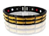 The magnetic bracelets from stainless steel or titanium with a coating of gold 