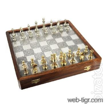 Chess gift of wood and metal, 33*33 cm 