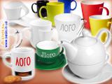Cups, mugs with logo, selling wholesale. Canteens, office utensils with engraving 