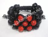 Black agate + red rhinestones