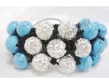 Turquoise + white rhinestones