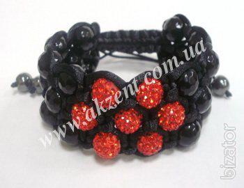 Black agate + red rhinestones