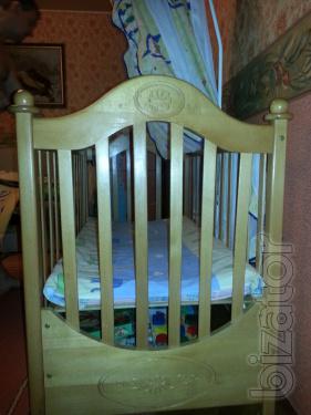 The crib, mattress, canopy 