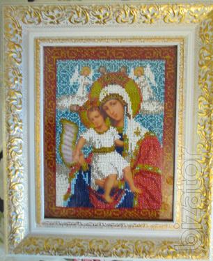 the icon is embroidered Czech beads 