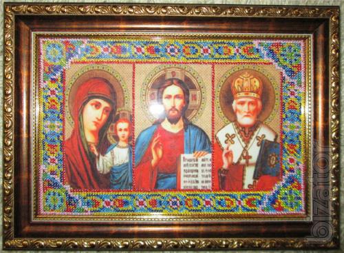 the icon is embroidered Czech beads 