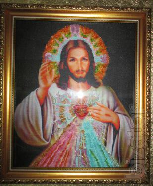 the icon is embroidered Czech beads 