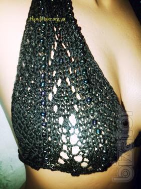 Knitted swimsuit with beads 