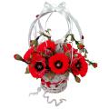 Candy bouquet of Poppies in a white basket