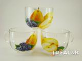 Tableware made of glass. Cups, mugs, tea sets, wine glasses made of glass. 