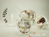Tableware made of glass. Cups, mugs, tea sets, wine glasses made of glass. 