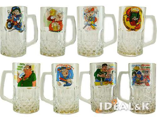 Tableware made of glass. Cups, mugs, tea sets, wine glasses made of glass. 