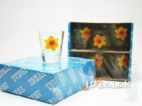 Tableware made of glass. Cups, mugs, tea sets, wine glasses made of glass. 