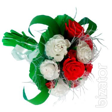 Candy bouquet red and White roses in a bouquet 