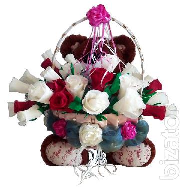 Song Teddy Bear with a basket of roses from the candy 