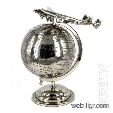 The metal globe with airplane 