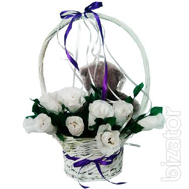 The composition of chocolates Roses with Teddy bear 