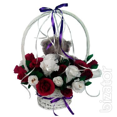 The composition of chocolates Roses with Teddy bear 