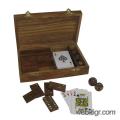 A collection of Board games: cards, dice, dominoes