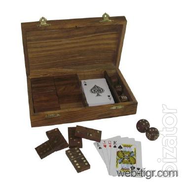 A collection of Board games: cards, dice, dominoes 
