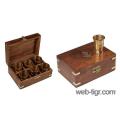 A set of stacks in wooden case