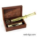 Gift set with a telescope, compass, hourglass