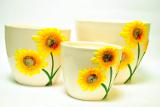 Decorated ceramic pots 