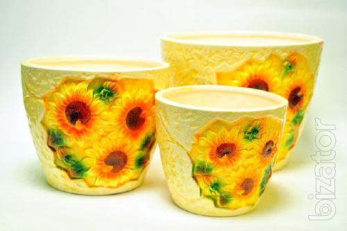 Decorated ceramic pots 