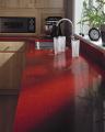 Countertops, window sills, fireplaces, stairs made of stone. 