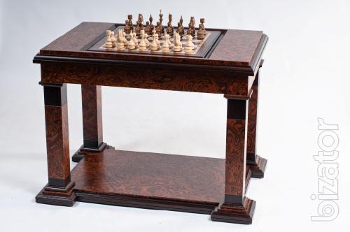 The chess table with figures as a gift. 