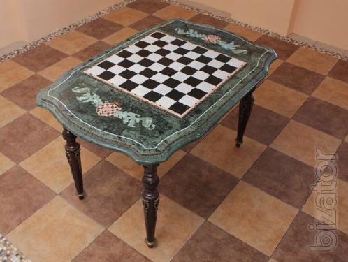 The chess table with figures as a gift. 
