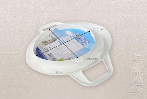 The seat on the toilet bowl with handles 