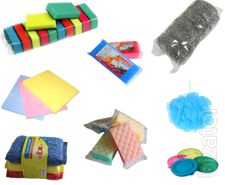 Sponge for washing dishes, kitchen Washcloths metal, scrapers, sponges and sponge bath - Utility room. goods by the gross from the manufacturer 