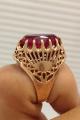 A gold ring with ruby made in the USSR.