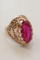 A gold ring with ruby made in the USSR. 