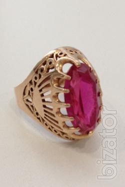 A gold ring with ruby made in the USSR. 