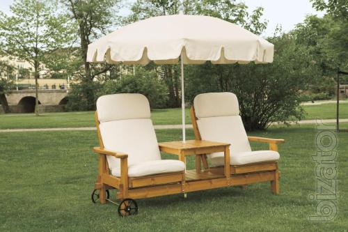 Sell beds and lounge chairs made of wood. 
